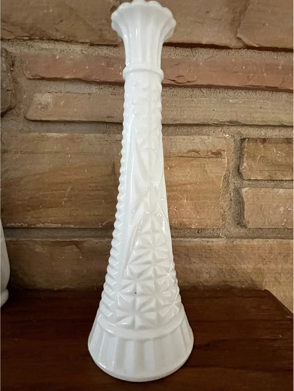 Vintage White Milk Glass Bud Vases with Textured Patterns